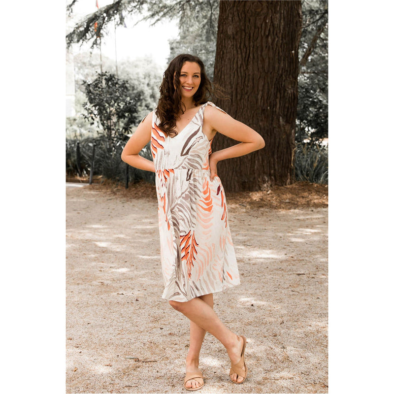 Tampa Summer Dress Rust Palm Print